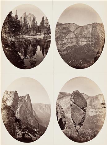 CARLETON E. WATKINS (1829-1916) A grid of four oval albumen prints, including the iconic Agassiz Column from Union Point, Yosemite. 187